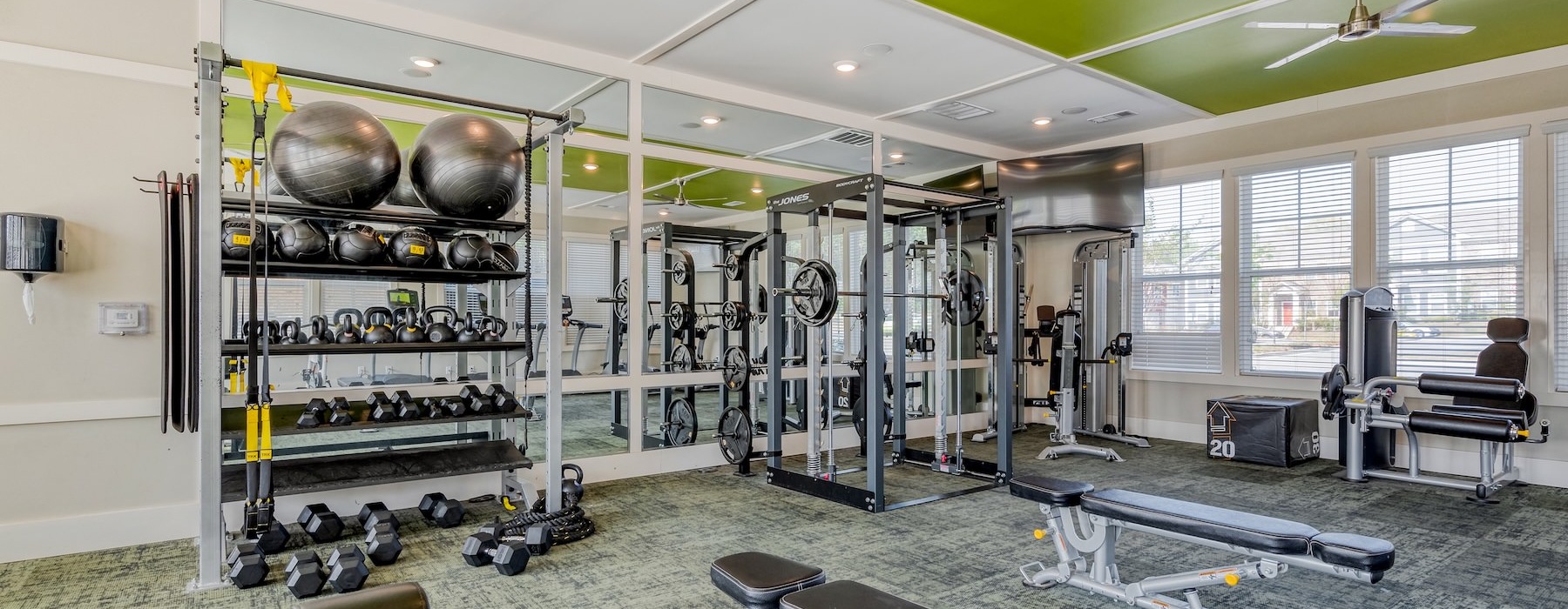 a gym with exercise equipment